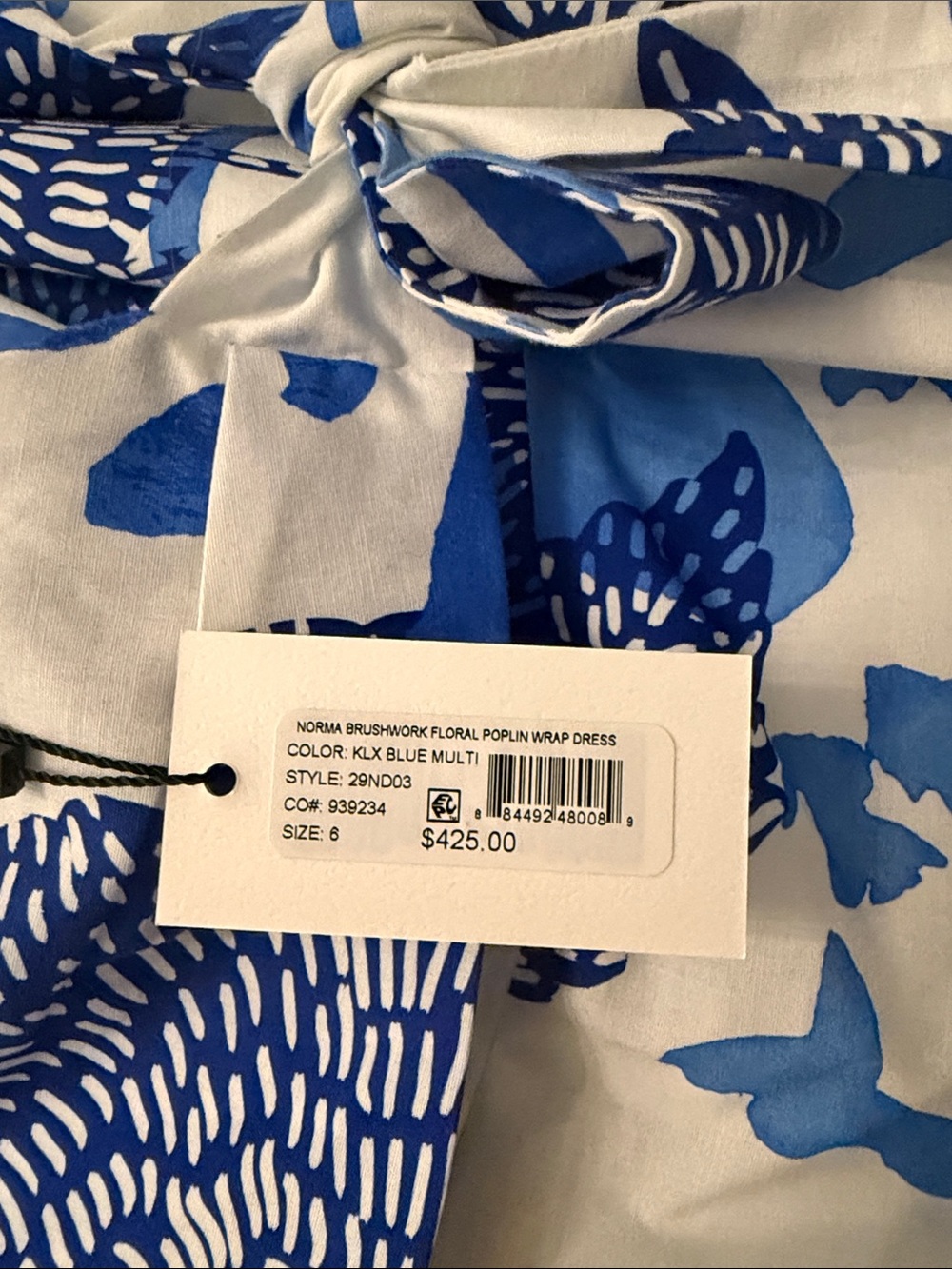 Milly White Dress with Blue Floral Accents - Picture 3 of 5
